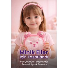 M&B Water Bottle Sevimli Ayıcıklı Matara 750 ml - Çift Kapaklı, Pipetli Çocuk Okul Boyun Askılı Suluk Sticker Hediyeli