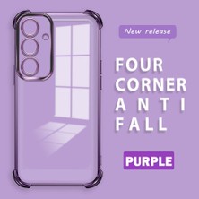 Ucuc Samsung Galaxy S24 Plus Uyumlu Şeffaf Silikon Köşe Koruma Lens Korumalı Elektroplatlı Kenar Kılıf