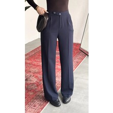 Asfa Moda Kadın Laci Yüksek Bel Pileli Bol Paça Beli Lastikli Kore Model Kumaş Pantolon