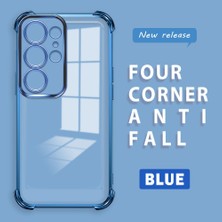 Ucuc Samsung Galaxy S25 Ultra Uyumlu Şeffaf Silikon Köşe Koruma Lens Korumalı Elektroplatlı Kenar Kılıf