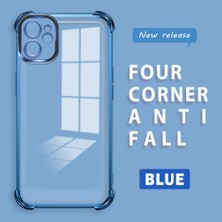 Ucuc iPhone 11 Uyumlu Şeffaf Silikon Köşe Koruma Lens Korumalı Elektroplatlı Kenar Kılıf