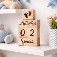 Fikir Store Fikirstore Anne Bebek Hatıra Fotoğraf Çekim Anı Küpleri (Ingilizce) Lazer Kazımalı Isimli 5'li Set