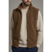 Genius Store Erkek Yelek Içi Şardonlu Sherpa Peluş Yelek Tam Fermuarlı Cepli  Kuzu Outdoor Yelek
