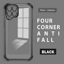 Ucuc Samsung Galaxy M33 Uyumlu Şeffaf Silikon Köşe Koruma Lens Korumalı Elektroplatlı Kenar Kılıf