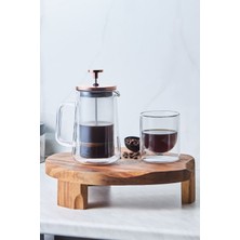 PremiumPort Şık Konik Çift Cidarlı Borosilikat Cam French Press 350 ml Bronze