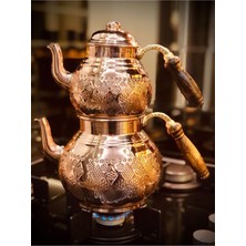 PremiumPort El Işlemeli Bakır Çaydanlık, Büyük Boy, Zarif ve Şık Tasarım