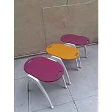 Bengi Ankara Mobilya Zigon Sehpa Tepsi Bşk 90574 Hardal Mor Tabla Beyaz Ayak Lake Boyalı El Yapım