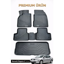 Black Gold Renault Megane 2 Sedan Uyumlu 3D Oto Paspas ve Bagaj Havuzu Set Premium