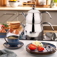 PremiumPort Paslanmaz Çelik Çaydanlık Takımı 3 Parça, Şık ve Dayanıklı Tasarım