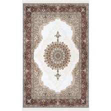 Cool Halı Zerabi Beyaz Kırmızı Klasik Göbekli Halı Yumuşak Doku Saçaklı Lüks Otantik Oturma Odası Salon Halısı