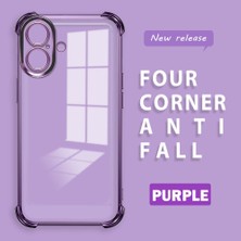 Ucuc iPhone 16 Uyumlu Şeffaf Silikon Köşe Koruma Lens Korumalı Elektroplatlı Kenar Kılıf