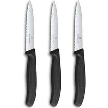 UltraMint Büyük Tırtıklı Siyah 3’lü Bıçak Seti, Şık ve Dayanıklı Mutfak Gereci