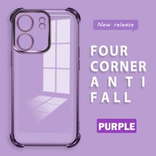 Ucuc Poco C65 Uyumlu Şeffaf Silikon Köşe Koruma Lens Korumalı Elektroplatlı Kenar Kılıf