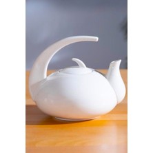 PremiumPort Şık Porselen Bitki Çayı Demliği, 850 Ml, Beyaz, Zarif ve Fonksiyonel Tasarım