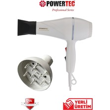 Powertec TR-501 + Beyaz Renkli Vigo Başlıklı Profesyonel Saç Kurutma ve Fön Makinesi