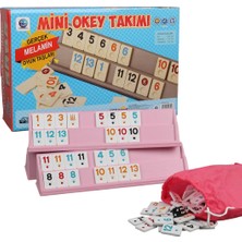 Sera Oyun Aletleri Pembe Renk Mini Okey Takımı Melamin Taşlı 106 Parça Masaüstü Oyun Seti