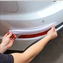 Beyaz Karbon Desenli Araba Tampon Koruyucu | Çizik Önleyici Oto Sticker