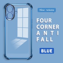 Ucuc iPhone 16 Uyumlu Şeffaf Silikon Köşe Koruma Lens Korumalı Elektroplatlı Kenar Kılıf