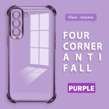 Ucuc Samsung Galaxy S21 Fe 5g Uyumlu Şeffaf Silikon Köşe Koruma Lens Korumalı Elektroplatlı Kenar Kılıf