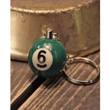 abnturk 6 No Orjinal Büyük Boy Bilardo Topu Anahtarlık  Ø 4 cm Çapında Yeşil Renk Emsalsiz Hobi Tarz Hediye