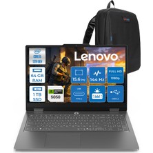 Lenovo Loq Essential 15IRX11 Intel Core I5 13450HX 64GB 1tb SSD 8GB/RTX5050/65W 15.6" Fhd (1920X1080) IPS 300NITS 144Hz Freedos Gaming Bilgisayar 83SC000QTRF22 + Zettaçanta