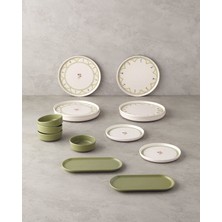 UltraMint Renkli 14 Parça Seramik Kahvaltı Takımı, 6 Kişilik, Şık ve Modern Tasarım