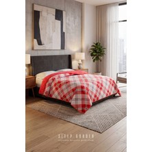Sleep Garden Yatak Örtüsü/battaniye Kırmızı Kareli Peluş Çift Taraflı