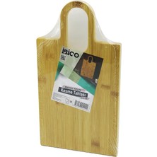 DİKDÖRTGEN=22X38CM Ahşap Bambu Kesim Panosu - Kesme Tahtası Oval Kulplu (5405)