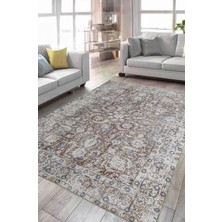 Çam Halı Anatolia 32-044 Etnik Eskitme Desenli Dokuma Tabanlı Yıkanabilir Şönil Salon ve Oda Halısı