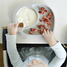 Bebek ve Çocuk Için Sevimli Fil Model Desenli Yemek Bebek Mama Kabı Bölmeli Tabak (5405)