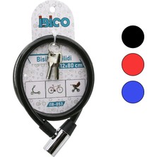 Anahtarlı Metal Kafa Bisiklet Kilit Çelik Tel Siyah Şeffaf Kılıf 12MMX80CM (5405)