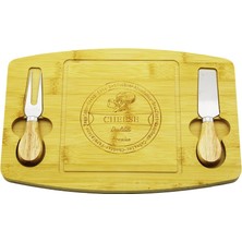 MERİVİA Bıçak Sağ-Sol 19X29CM -1.5cm Ahşap Bambu Kahvaltı Peynir Sunum Tabak 2peynir Bıçak=ahşap Saplı (5405)