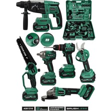 Assur 21V Darbeli Kömürsüz 6'lı Set Şarjlı Kırıcı Delici Taşlama Darbeli Matkap Makas Testere Somun Sökme