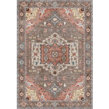 Çam Halı Anatolia 32-037 Etnik Eskitme Desenli Dokuma Tabanlı Yıkanabilir Şönil Salon ve Oda Halısı