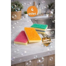 Grimor Life 4 Lü Yüksek Köpük Etkili Esnek Dokulu Bulaşık Süngeri -Dayanıklı Mutfak Temizlik Süngeri