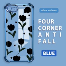 Ucuc iPhone 7/8/se 2020 2022 Uyumlu Şeffaf Silikon Köşe Koruma Lens Korumalı Elektroplatlı Kenar Kılıf Zarif Lale