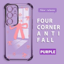 Ucuc Samsung Galaxy S22 Ultra Uyumlu Şeffaf Silikon Köşe Koruma Lens Korumalı Elektroplatlı Kenar Kılıf Sevimli Tarz