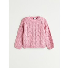 Lc Waikiki Yeni Sezon Bisiklet Yaka Saç Örgüsü Desenli Kız Çocuk Triko Kazak