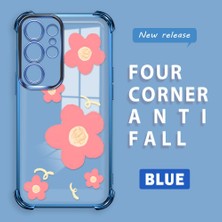 Ucuc Samsung Galaxy S22 Ultra Uyumlu Şeffaf Silikon Köşe Koruma Lens Korumalı Elektroplatlı Kenar Kılıf Sevimli Tarz