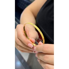 Kuyumcu Nurettin 8 gr (Gram) Çivi Desenli Simli Kibrit Çöpü Bilezik 22 Ayar Altın Yatırımlık Işçiliksiz