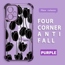 Ucuc Redmi Note 12 5g Uyumlu Şeffaf Silikon Köşe Koruma Lens Korumalı Elektroplatlı Kenar Kılıf Zarif Lale