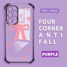 Ucuc Samsung Galaxy A32 Uyumlu Şeffaf Silikon Köşe Koruma Lens Korumalı Elektroplatlı Kenar Kılıf Sevimli Tarz