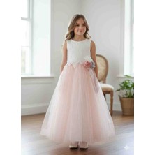 Karınca Kız Çocuk Pul ve Tül Detaylı Abiye Elbise