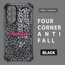 Ucuc Samsung Galaxy A13 4g Uyumlu Şeffaf Silikon Köşe Koruma Lens Korumalı Elektroplatlı Kenar Kılıf Leopar Desen