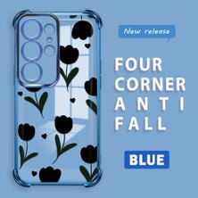 Ucuc Samsung Galaxy S25 Ultra Uyumlu Şeffaf Silikon Köşe Koruma Lens Korumalı Elektroplatlı Kenar Kılıf Zarif Lale