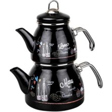 PremiumPort Emaye Çaydanlık Takımı 980ML/2200ML, Şık ve Dayanıklı Set