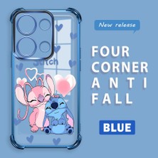 Ucuc Redmi Note 13 Pro 4g Uyumlu Şeffaf Silikon Köşe Koruma Lens Korumalı Elektroplatlı Kenar Kılıf Sevimli Stitch