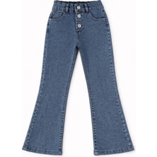 Bambino Düğme Detaylı Kız Çocuk Ispanyol Paça Kot Pantolon