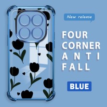 Ucuc Redmi Note 14 Pro 4g Uyumlu Şeffaf Silikon Köşe Koruma Lens Korumalı Elektroplatlı Kenar Kılıf Zarif Lale