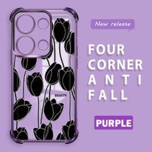 Ucuc Poco M6 Pro 4g Uyumlu Şeffaf Silikon Köşe Koruma Lens Korumalı Elektroplatlı Kenar Kılıf Zarif Lale